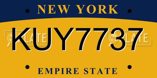 KUY7737 New York License Plate