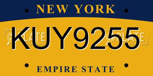 KUY9255 New York License Plate