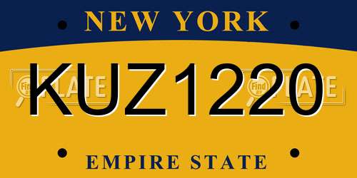 KUZ1220 New York License Plate