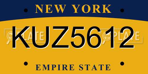 KUZ5612 New York License Plate