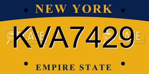 KVA7429 New York License Plate