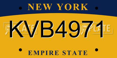 KVB4971 New York License Plate