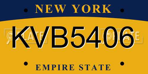 KVB5406 New York License Plate
