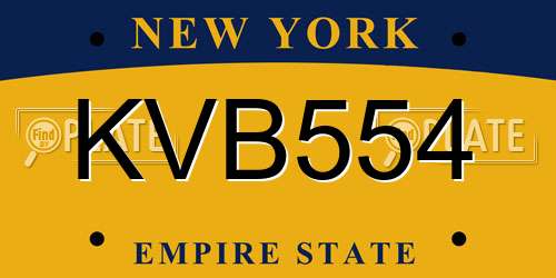 KVB554 New York License Plate