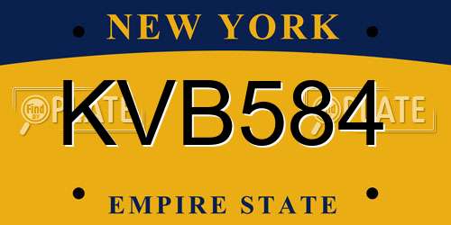 KVB584 New York License Plate