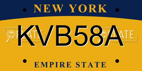 KVB58A New York License Plate