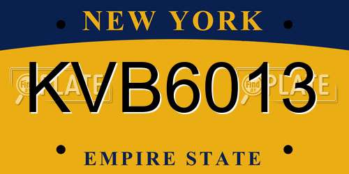 KVB6013 New York License Plate