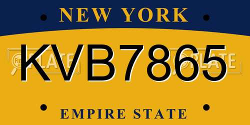 KVB7865 New York License Plate
