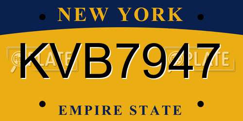KVB7947 New York License Plate