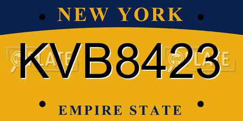 KVB8423 New York License Plate