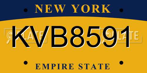 KVB8591 New York License Plate