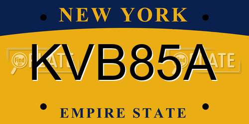 KVB85A New York License Plate
