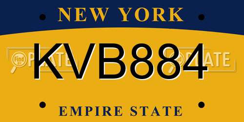 KVB884 New York License Plate