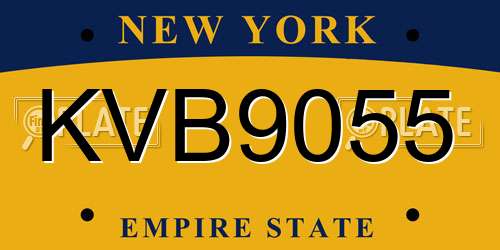 KVB9055 New York License Plate