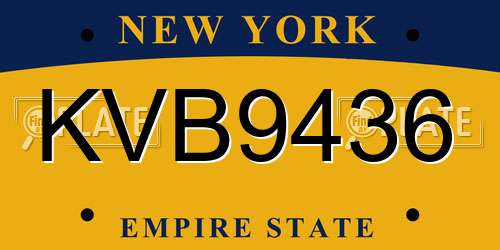 KVB9436 New York License Plate