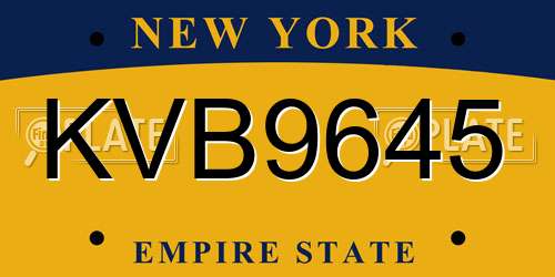 KVB9645 New York License Plate