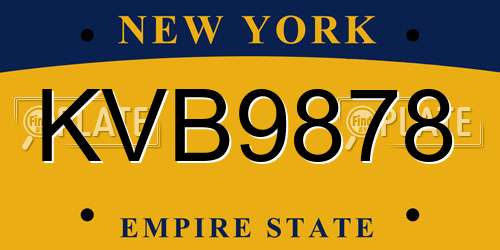 KVB9878 New York License Plate