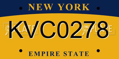 KVC0278 New York License Plate