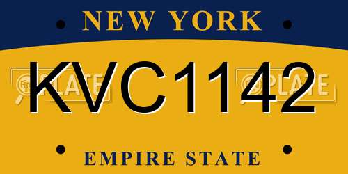 KVC1142 New York License Plate
