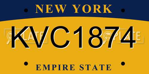 KVC1874 New York License Plate
