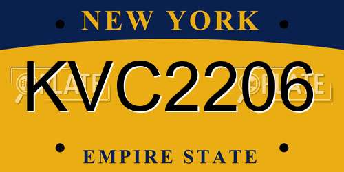 KVC2206 New York License Plate