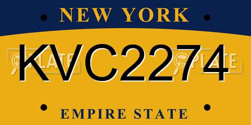 KVC2274 New York License Plate