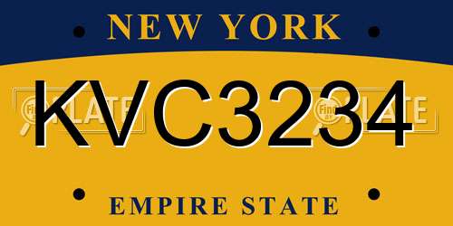 KVC3234 New York License Plate