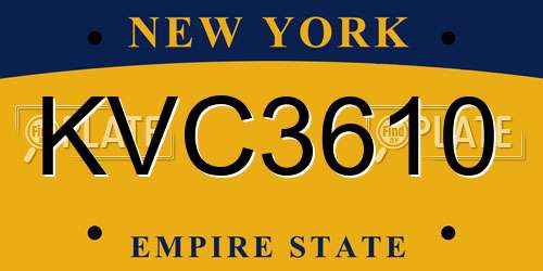 KVC3610 New York License Plate