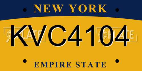 KVC4104 New York License Plate