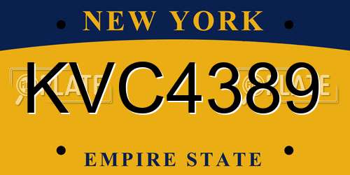 KVC4389 New York License Plate