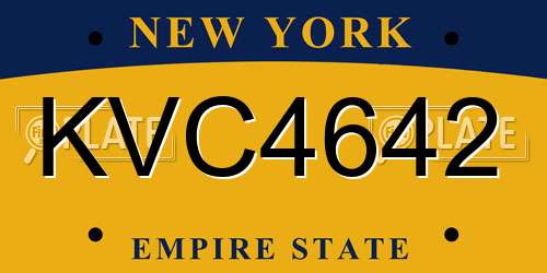 KVC4642 New York License Plate