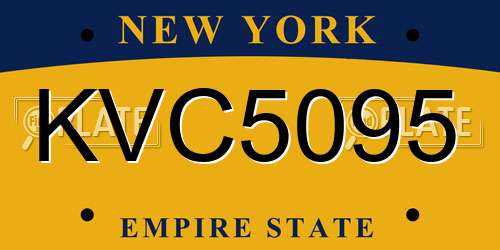 KVC5095 New York License Plate