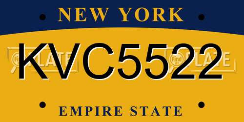 KVC5522 New York License Plate