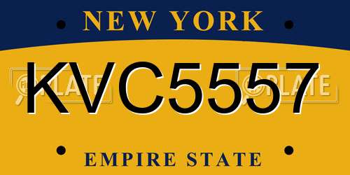 KVC5557 New York License Plate