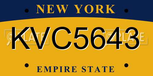 KVC5643 New York License Plate