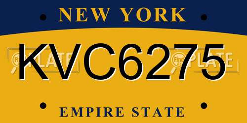 KVC6275 New York License Plate
