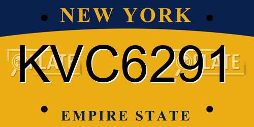 KVC6291 New York License Plate
