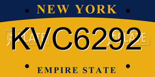KVC6292 New York License Plate