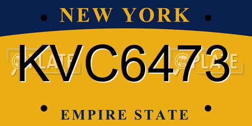 KVC6473 New York License Plate