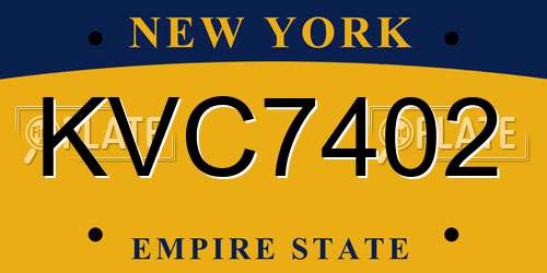 KVC7402 New York License Plate