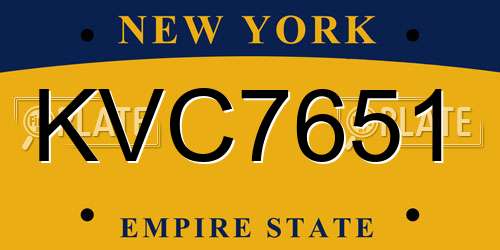 KVC7651 New York License Plate