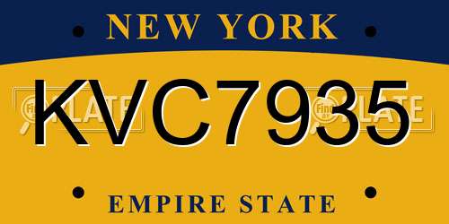 KVC7935 New York License Plate