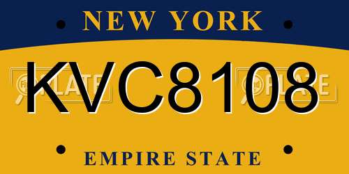 KVC8108 New York License Plate