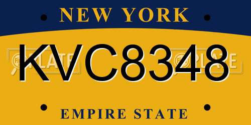 KVC8348 New York License Plate