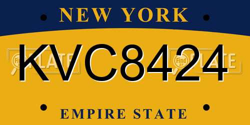 KVC8424 New York License Plate