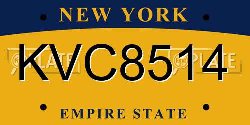 KVC8514 New York License Plate