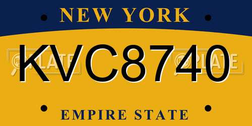KVC8740 New York License Plate