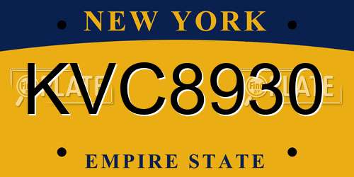KVC8930 New York License Plate
