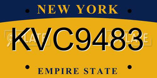 KVC9483 New York License Plate