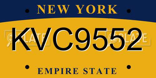 KVC9552 New York License Plate